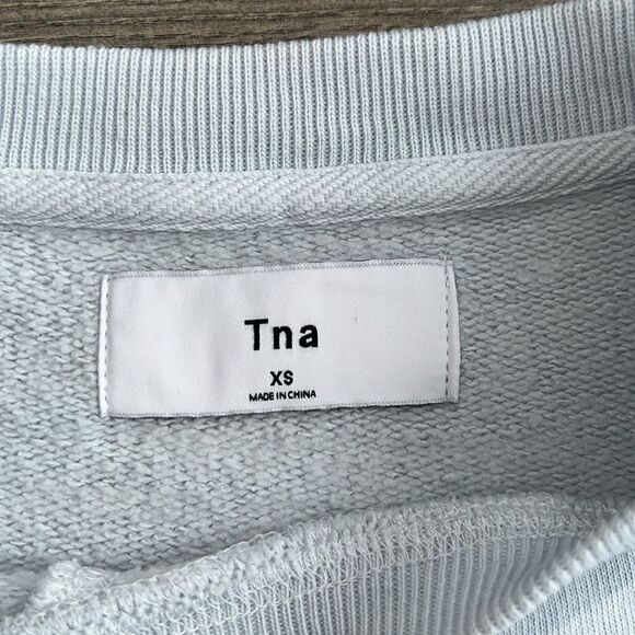 Aritzia TNA Crewneck Sweatshirt Sz. XS Classic Fit Pastel Tie Dye Blue Retro 90s - Picture 2 of 9